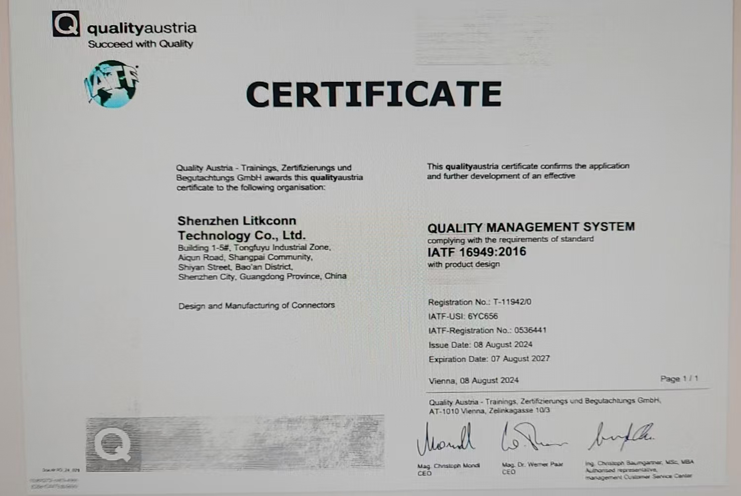 Quality Management System Requirements for Automotive Production and Relevant Service
